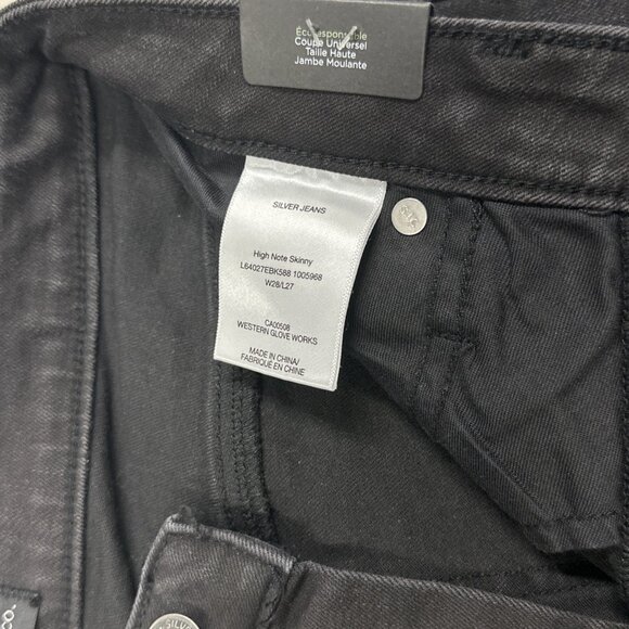 Silver Jeans Co High Note Skinny Jeans Women W28 L27 Black High Rise - Picture 7 of 11